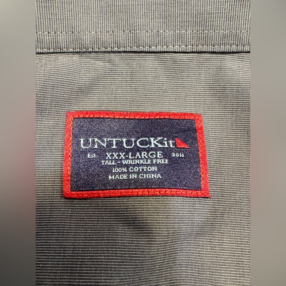 UNTUCKit Men Size 3XLT TALL Wrinkle Free Button Down Shirt Gray 100% Cotton - Picture 3 of 8